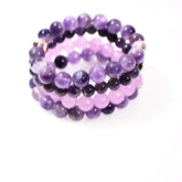 FBT - Amethyst And Purple Carnelian Beaded Multi Strands Stretch Women's Bracelets - FashionByTeresa